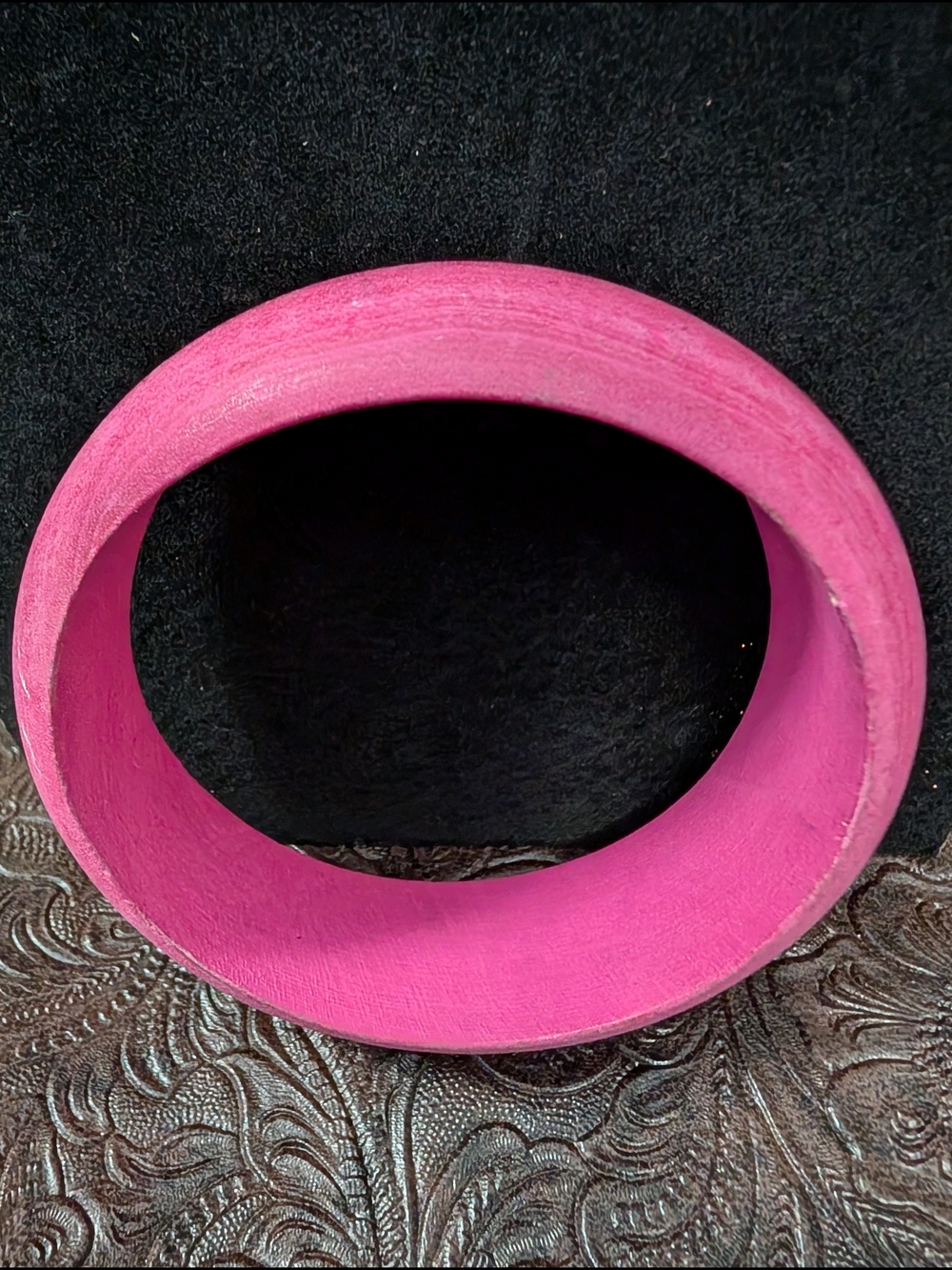 Bright Pink Wooden Bangle Bracelet